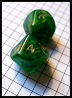 Dice : Dice - 10D - Emerald Green Translucent With Bronze Painted Numerals